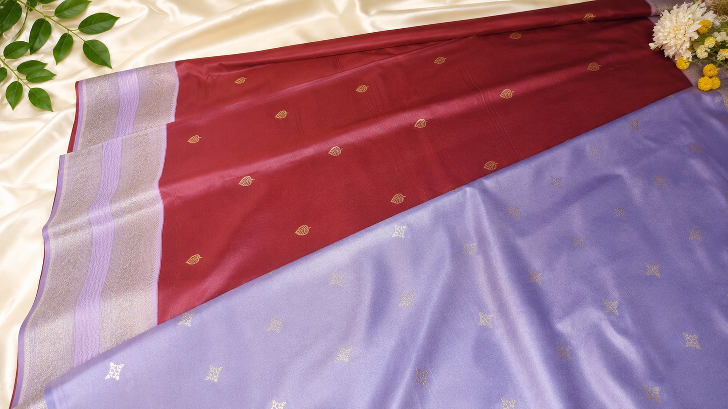 Purple Dual-Tone Soft Silk Kanjivaram Saree with Lavender Silver Zari Pallu