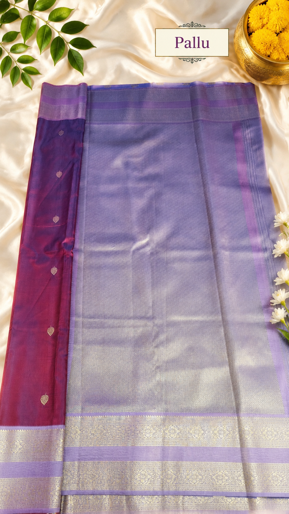 Purple Dual-Tone Soft Silk Kanjivaram Saree with Lavender Silver Zari Pallu