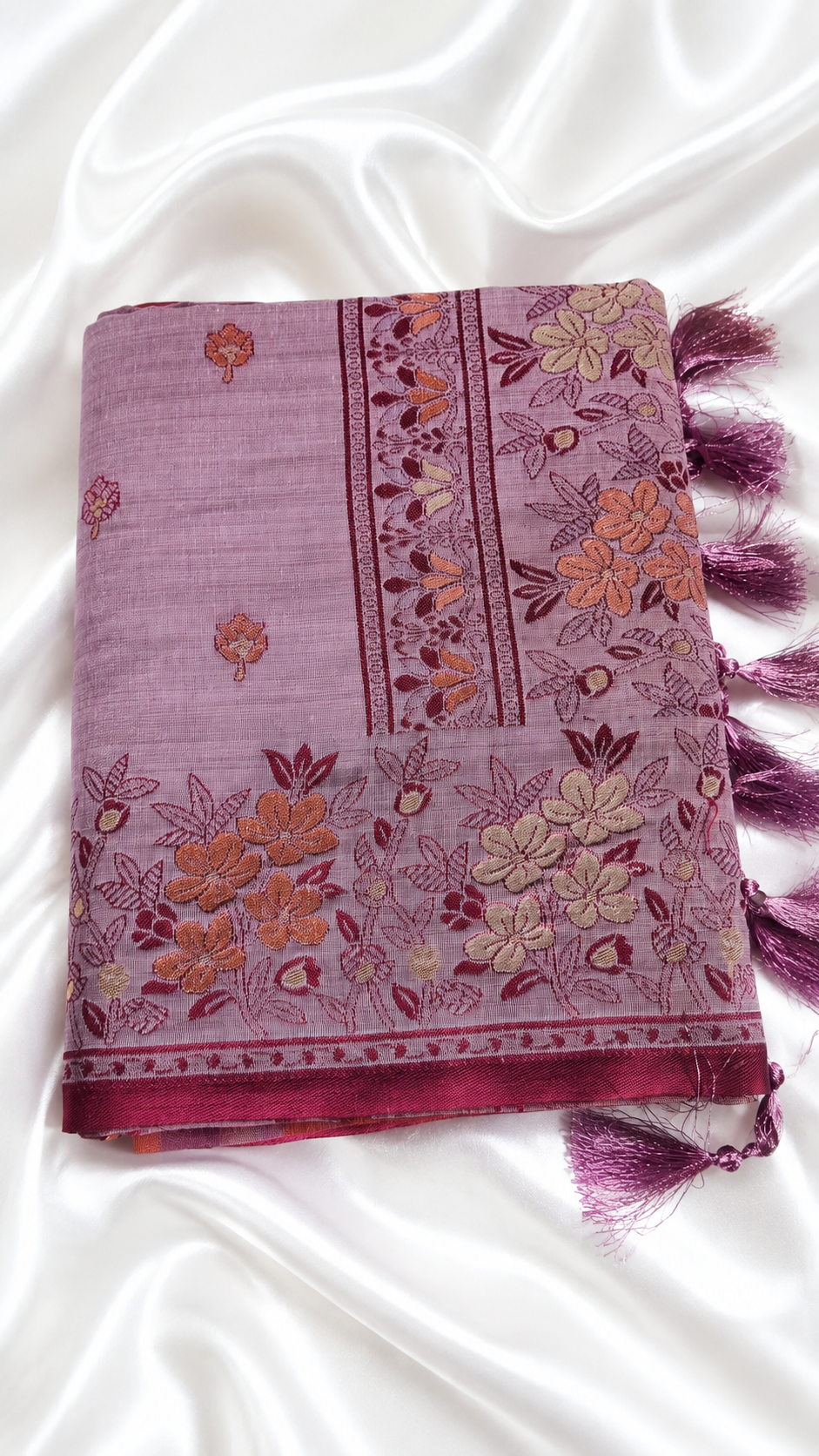 Magenta (Hot Pink) Cotton Silk Saree with Meenakari Zari Handwoven Floral Motifs