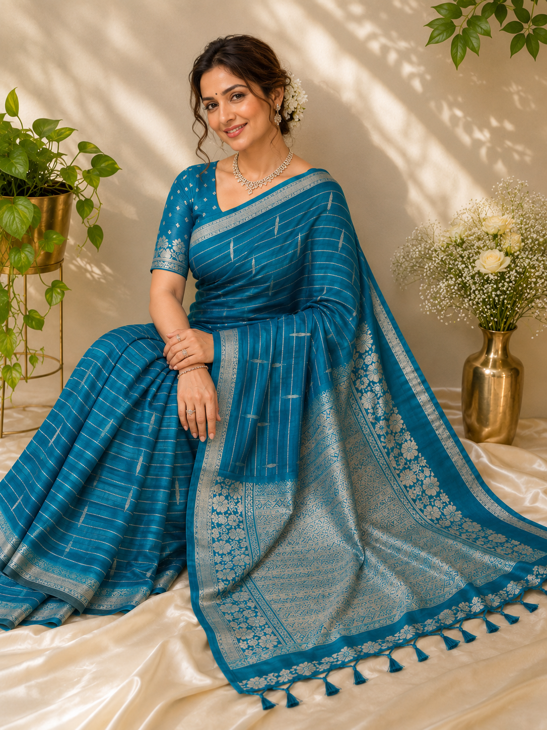 💙 Neelambari – Velhari Soft Silk Kanjivaram Saree
